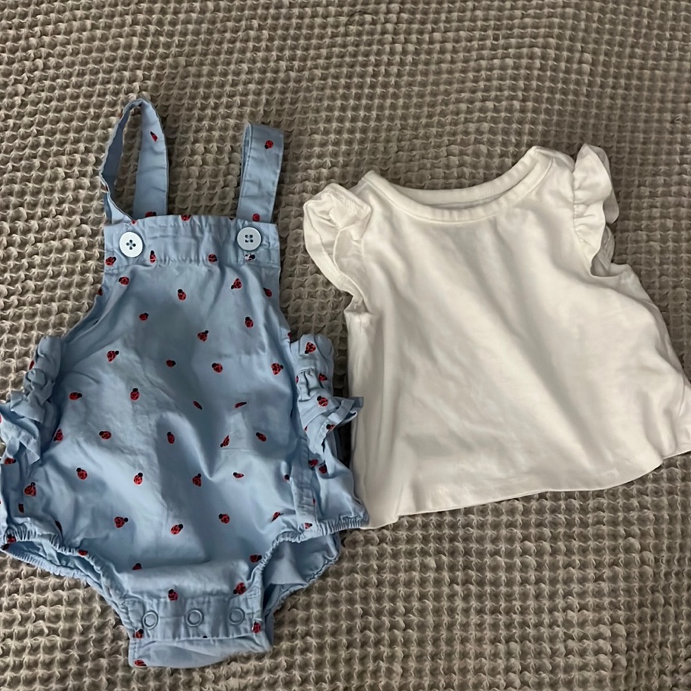 Ladybug bubble overalls